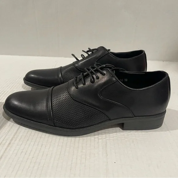 Men's Black Leather Lace-Up Dress Shoes