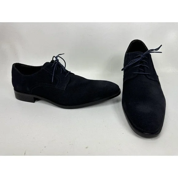 Saks Fifth Avenue Tatum‎ Oxford Leather Dress Shoes size 11 M Men Navy Blue
