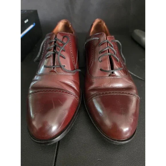 Bostonian Classics Men's Burgundy Leather Cap Toe Oxford Dress Shoes 9.5M
