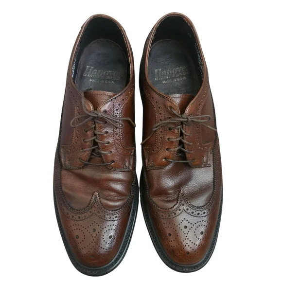 Vintage Hanover 2365 Mens Brown Long Wing‎ Derby Dress Shoes Size 9.5