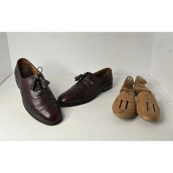 Allen Edmonds Hunter Burgundy Men's 8.5 E Leather‎ USA Oxfords Tassel Shoes
