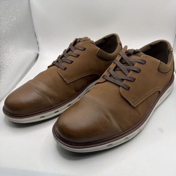 Lands End Sport Oxford Dark‎ Tan And White. Size 11