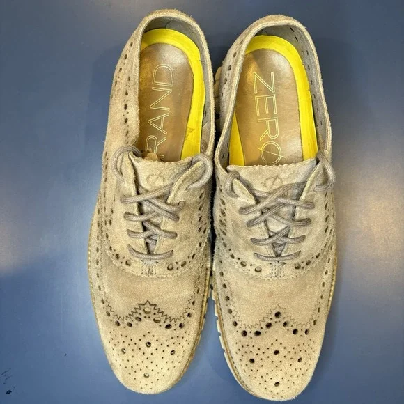 Cole Haan Zerogrand Wingtip Oxford Shoes Beige C12980 Mens‎ Size 8.5