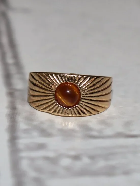 ✨ NWOT Gold Sunburst Tiger’s Eye Ring • Size 9 ✨