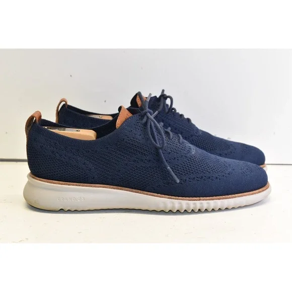 Cole Haan 2.Zerogrand Stitchlite Wingtip Oxfords Navy Blue Mens 8.5M Dress Shoes