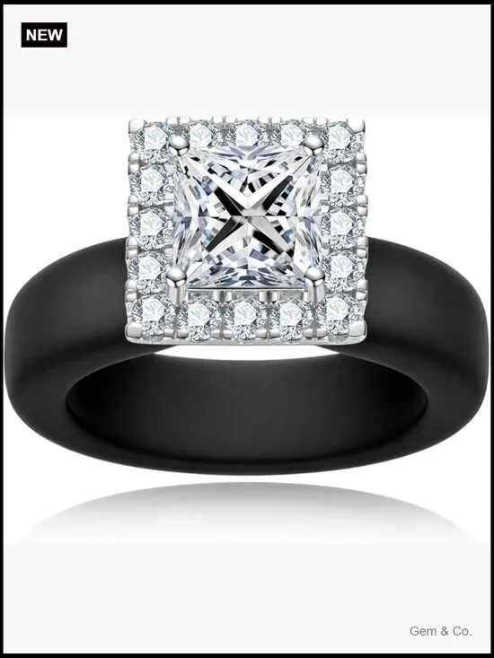 Moissanite Solitaire Ring 925 Sterling Silver Silicone Band