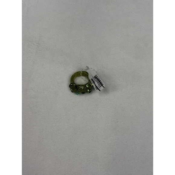 Urban Outfitters Green Glitter Resin Chunky Dome Ring Rhinestone Embellished NEW