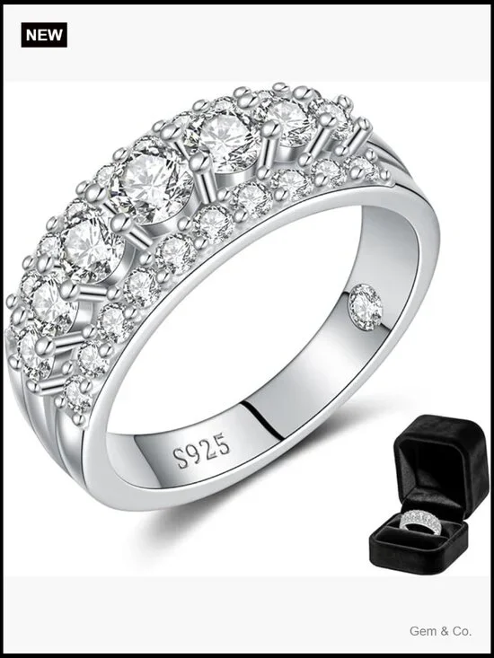 1.62CT Moissanite Half Eternity Ring Band VVS1 925 Silver