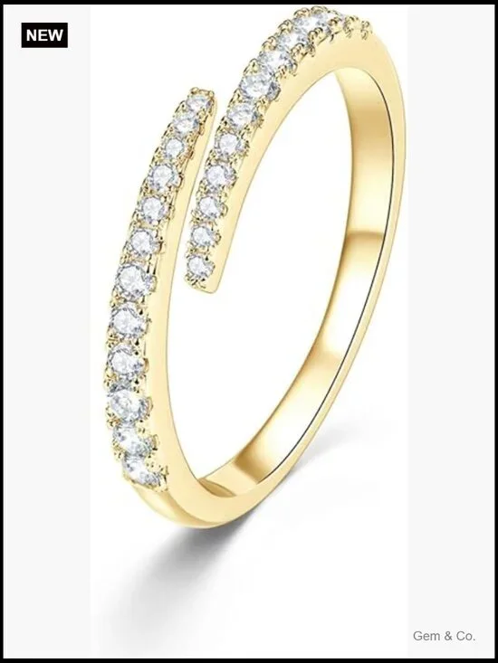 Moissanite Open Twisted Eternity Ring - Adjustable Stackable Wedding Band
