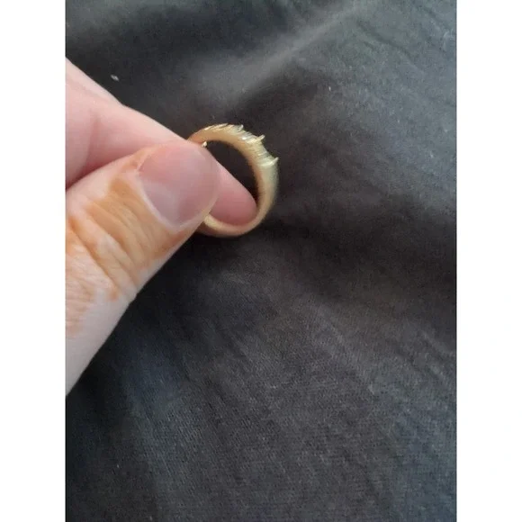 Vintage Gold Tones Crown Ring With‎ Rhinestones- Size 6