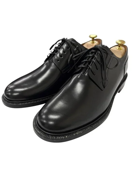 Dior Homme Evidence Leather Embossed Logo Plain Toe Derby Shoes Dress Black
