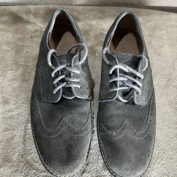 G.H. Bass & Co Mens Grey Suede Leather Wingtip Oxford Dress Shoes Size 8 D