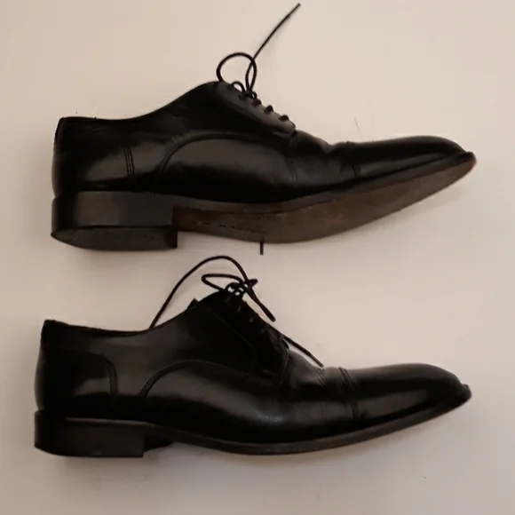 A TESTONI Basics Black Leather Lace Up Sz‎ 10 M Mens Dress Shoes