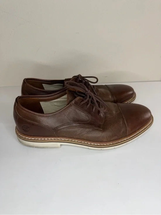 Timberland Oxfords Casual Dress Shoes Men Size 47.5 US 13 Brown Leather Cap Toe