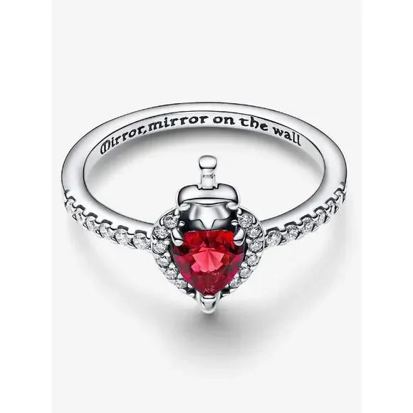 Pandora Disney Villains Evil Queen Ring Sterling‎ Silver Fuchsia Crystal Sz 7