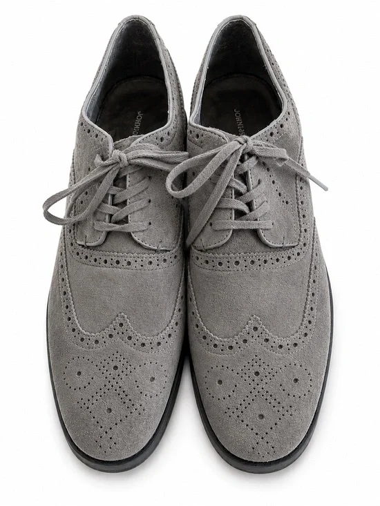 John Varvatos U.S.A. Gray Suede Wingtip Oxford Dress Shoes Men’s 9.5M