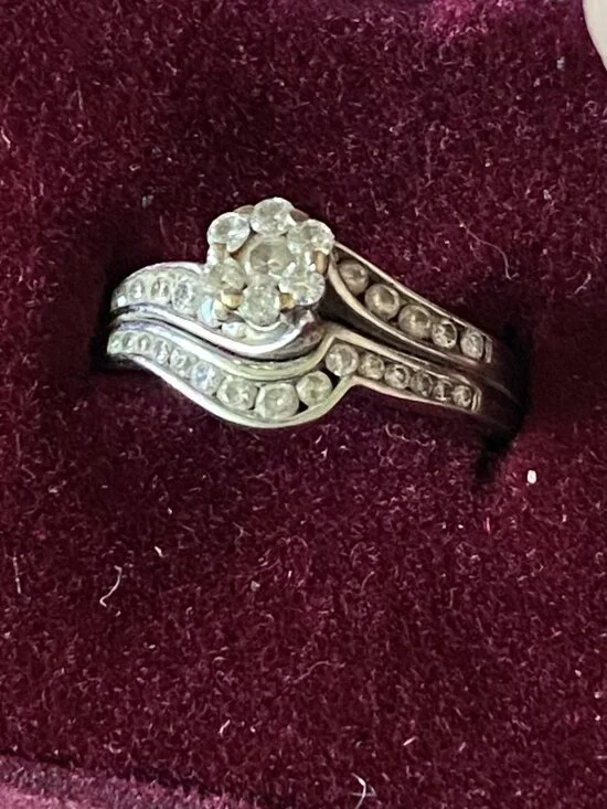 Kay Jewelers Wedding Ring Set 14KWG White Gold Diamond Engagement Romantic