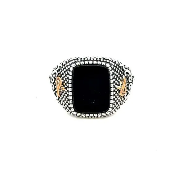 Rectangular Black Stone‎ Ring