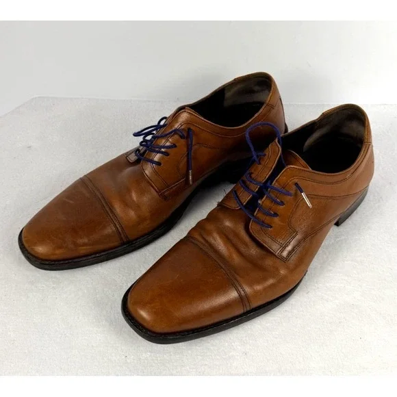 Johnston & Murphy Men's Cap Toe Oxford Dress Shoes Brown Leather Size 14W