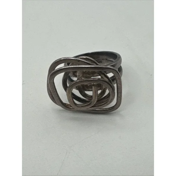 Modernist‎ Wire Work Swirl Design Layered Wire Ring Size 7.5 Weight 9.22 Grams