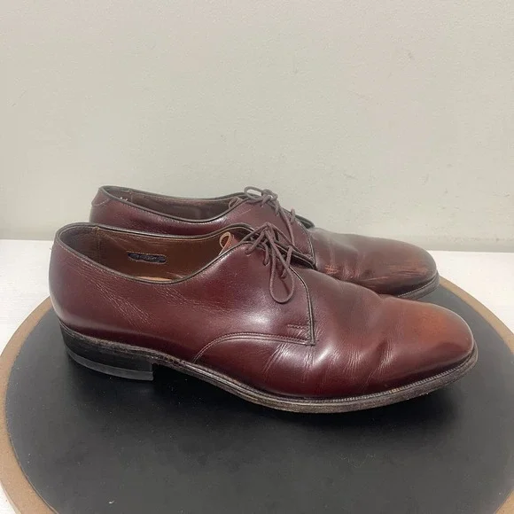 Allen Edmonds Madison Derby Men 9.5 C Plain Toe Oxford Burgundy Brown Classic
