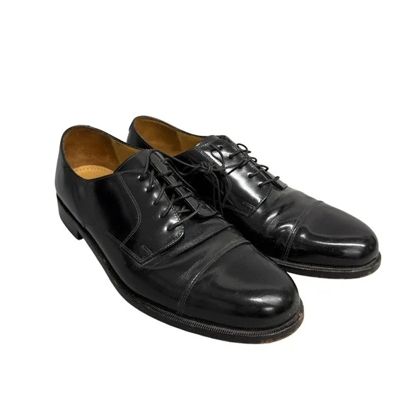 Cole Haan Dress Shoes Mens Size 10.5 Black Cap Toe Leather‎ Oxford Formal