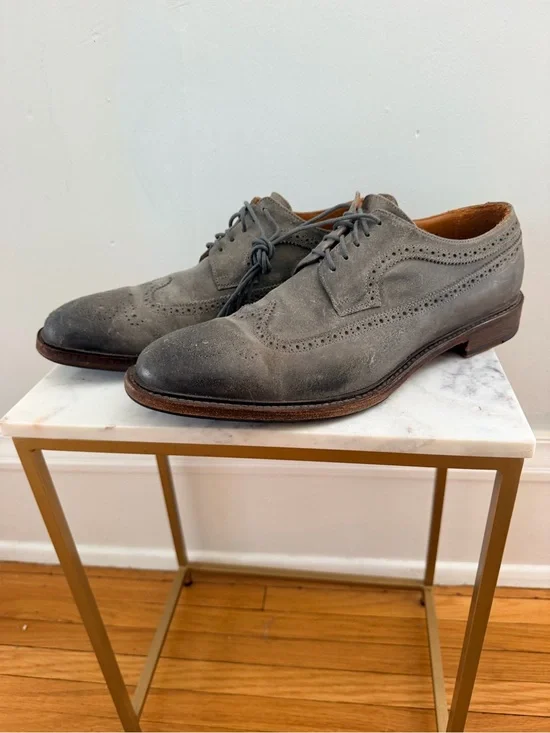 M Gemi Men's Gray Italian Leather Wingtip Dress Shoes