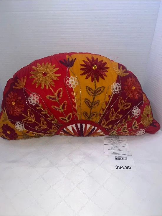 🔥🔥🔥Pier 1 Embroidered Decorative Half Moon Pillow