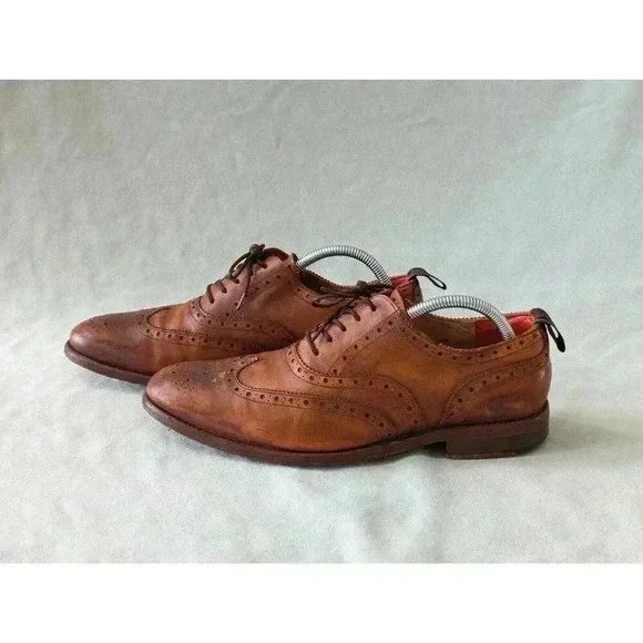 Rag Bone Grenson Brogue Oxford Dress Shoes Leather England Sz 9 Brown Distressed