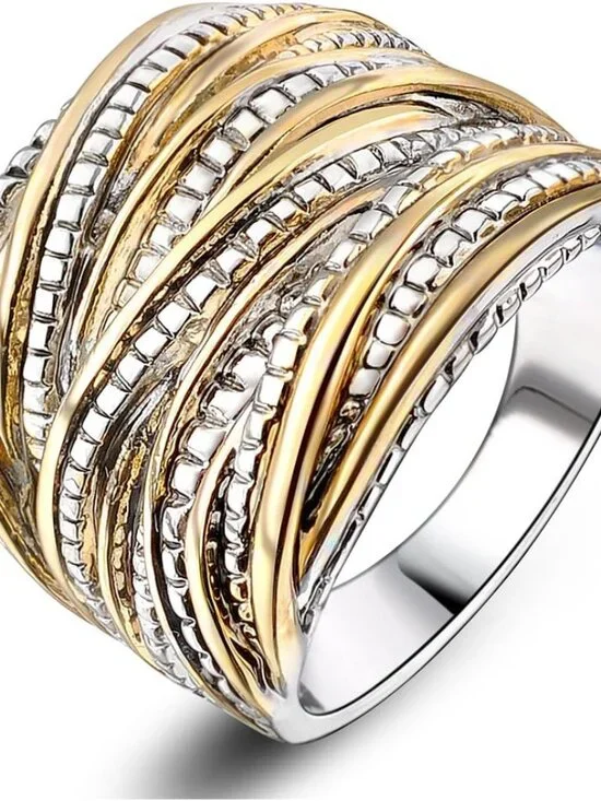 Two-Tone Intertwined Statement Ring for Women