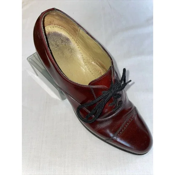 Johnston & Murphy Captoe Dress Shoes Mens Size 9 N Burgundy Leather Oxfords