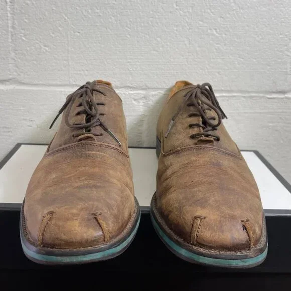 John Fluevog 1204025 Brown Leather Oxford Dress Shoes Lace up Men's‎ 12 US