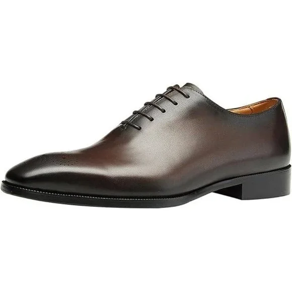 Santimon Men's‎ US 8.5 Brown Leather Lace Up Oxford Formal Lined Formal Shoes