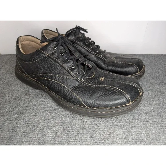 Clarks Men's Black Pebble Leather Lace Up Shoes‎ Size 11 M Oxfords 75052