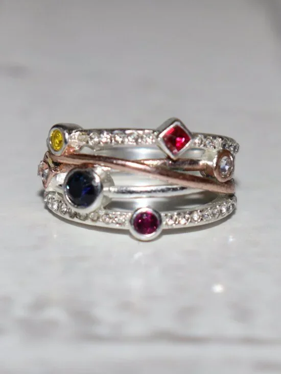 ✨ Size 9.25 Mixed‑Metal Gemstone Ring · NWOT