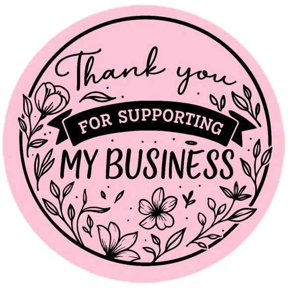 Thank You for Supporting My Business Sticker 2” | Floral Label for Packaging