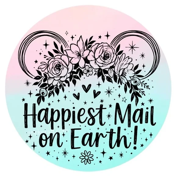 Happiest Mail on Earth Sticker 2” | Cute  DISNEY Label | Small Biz Packaging