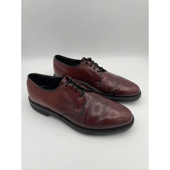 ET Wright VTG Mens Sz.9 Oxford Burgundy Leather Dress shoes Vibram Soles Italy‎