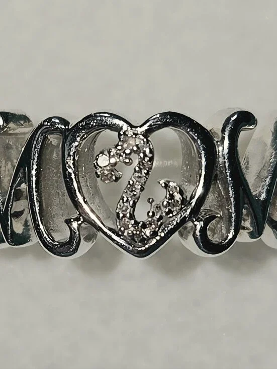 Retired Jane Seymour Sterling Silver Open Heart MOM Ring Size 8