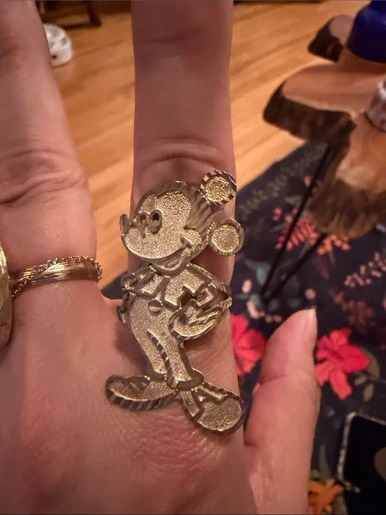 Vintage 925 Sterling Silver Tone Mickey Mouse Statement Ring Size 9