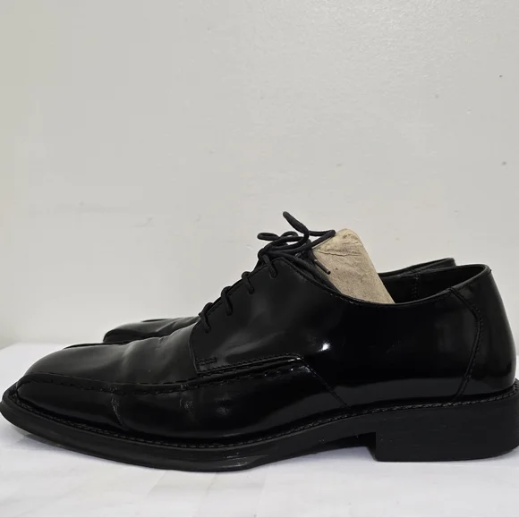 KENNETH COLE REACTION size 9 Black Square Toe Leather‎ Lace Dress Shoes
