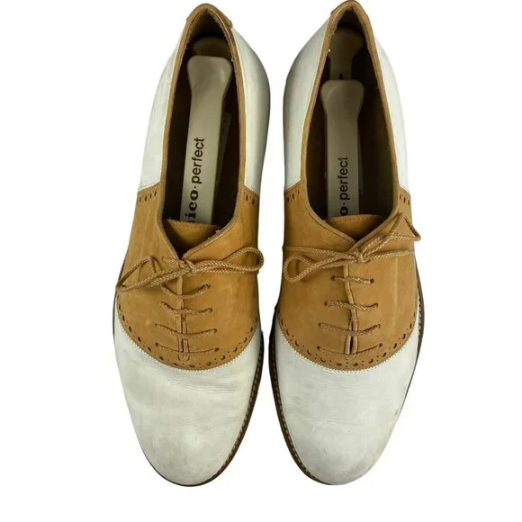 Aldo Bruè Men's Tan White Leather‎ Wingtip Oxford Shoes Size 7