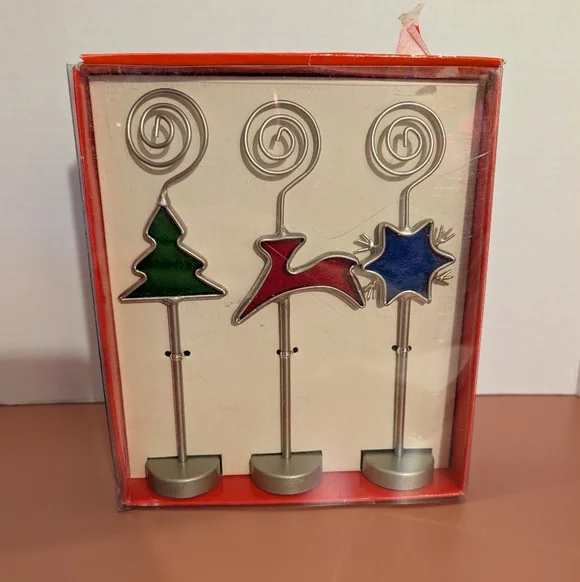 Pier 1 Imports Set of 3 Holiday Photo Holders (Christmas Style)