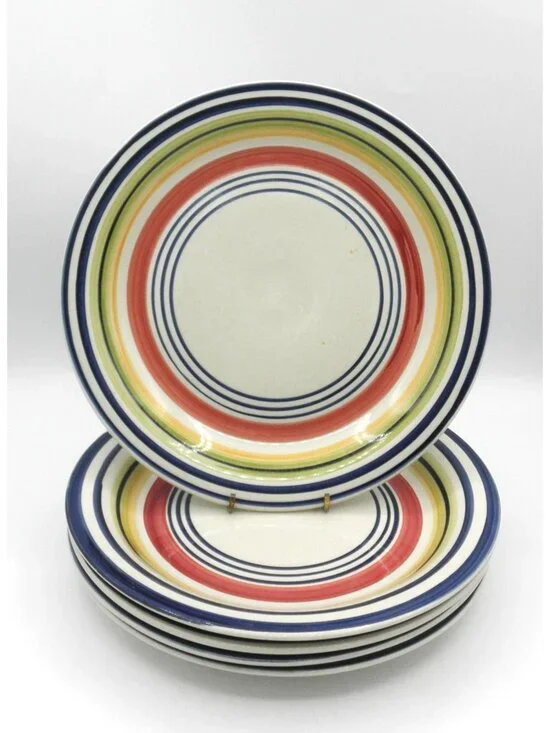 Multi Stripe by Pier 1 Dinner Plates Set of 5 Pattern Code: PERMUS Lot B FLAWS