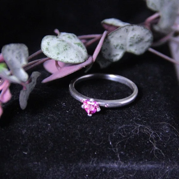 Pandora You and Me Pink Heart‎ Ring Sterling Silver 925 Stackable Size 9.25