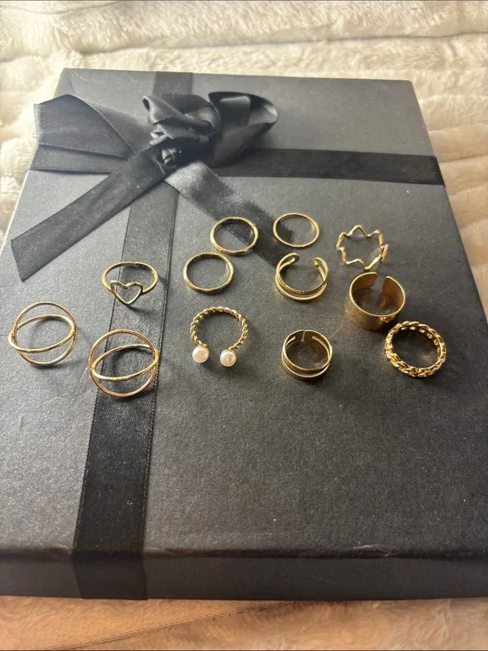 Gold Tone Mixed Stackable Women’s Ring Set