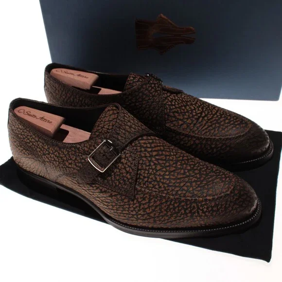 Di Bianco NWB Single Monk Strap Dress Shoes Size 44.5 (US 11.5) in Brown Bison