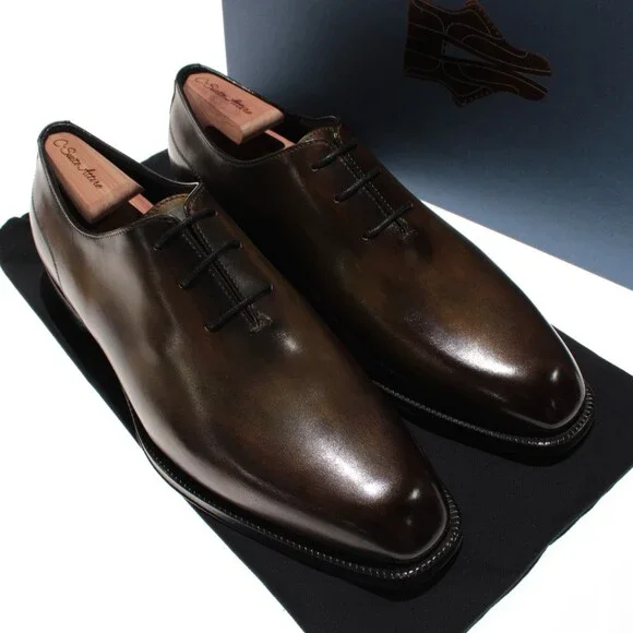 Di Bianco NWB Oxford Dress Shoes Size 41.5 (US 8.5) Green Leather Made in Italy