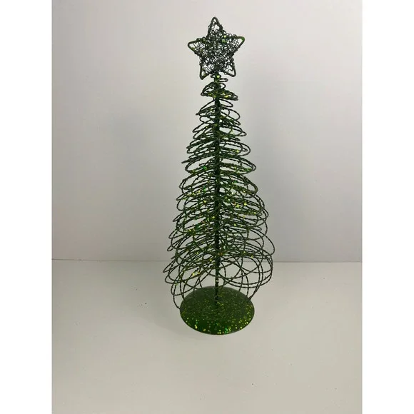 Pier One Glitter‎ Wire Christmas Tree Star Topper Festive Holiday Decor Green