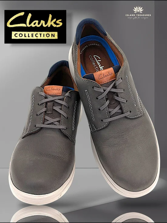 Clarks Collection Bradley Sz 11.5 Men Cushioned Grey Nubuck Lace Up Oxford Shoes